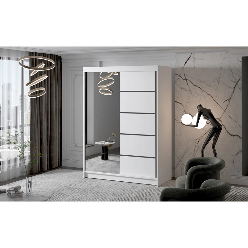 Zweitüriger Kleiderschrank mit Spiegel NICA – Breite 150 cm, weiß