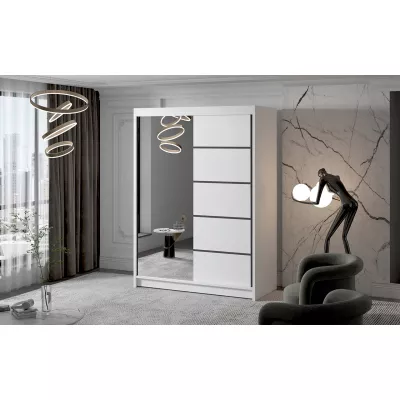 Zweitüriger Kleiderschrank mit Spiegel NICA – Breite 150 cm, weiß