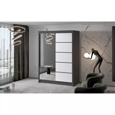 Zweitüriger Kleiderschrank mit Spiegel NICA – Breite 150 cm, schwarz/weiß