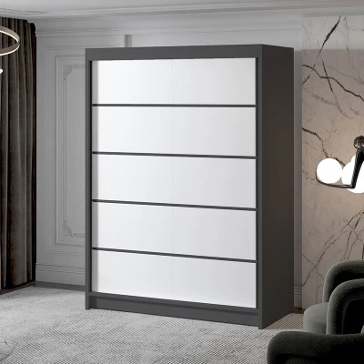 Zweitüriger Kleiderschrank NICA – Breite 150 cm, schwarz/weiß