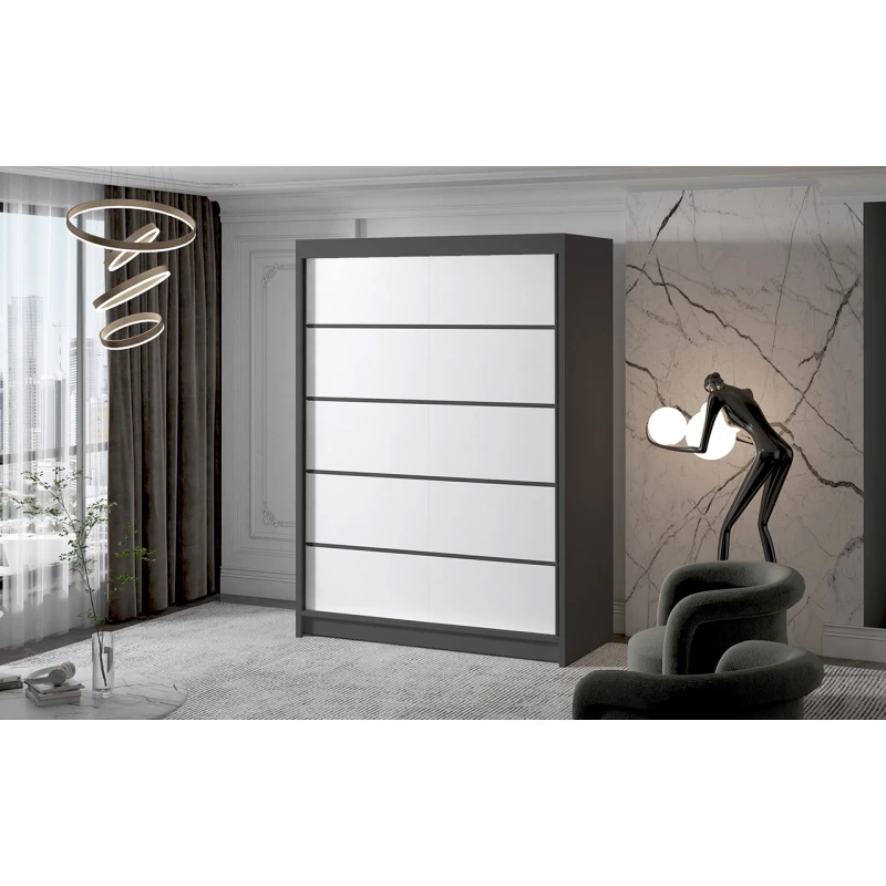 Zweitüriger Kleiderschrank NICA – Breite 150 cm, schwarz/weiß