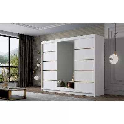 Kleiderschrank mit Spiegel MILINA – 250 cm, weiß
