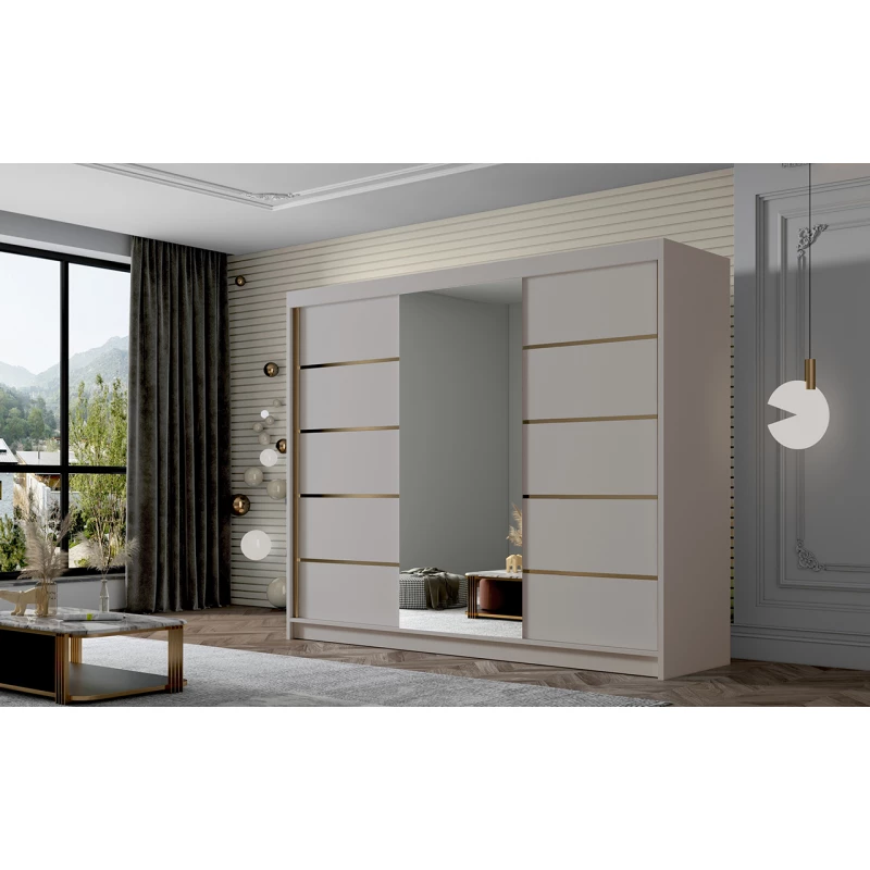 Kleiderschrank mit Spiegel MILINA - 250 cm, Kaschmir