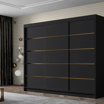 Kleiderschrank MILINA - 250 cm, schwarz