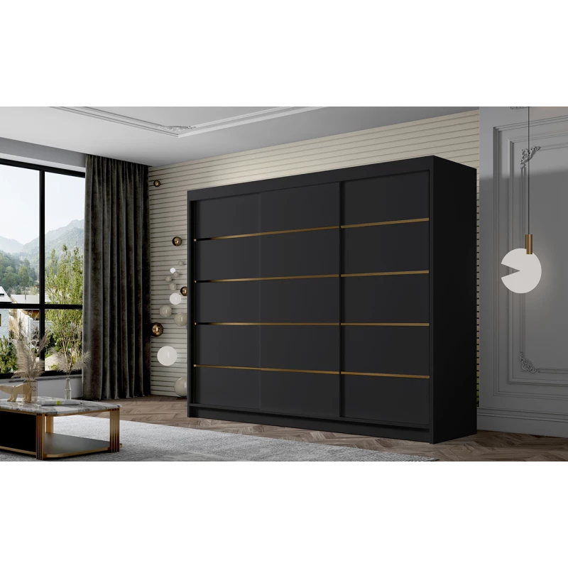 Kleiderschrank MILINA - 250 cm, schwarz