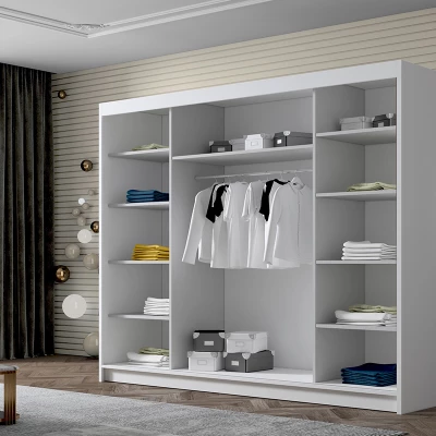 Kleiderschrank MILINA - 250 cm, weiß/schwarz