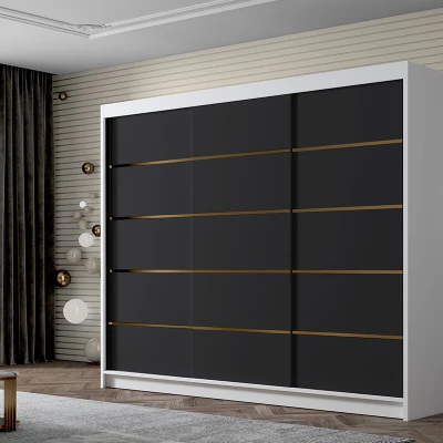 Kleiderschrank MILINA - 250 cm, weiß/schwarz