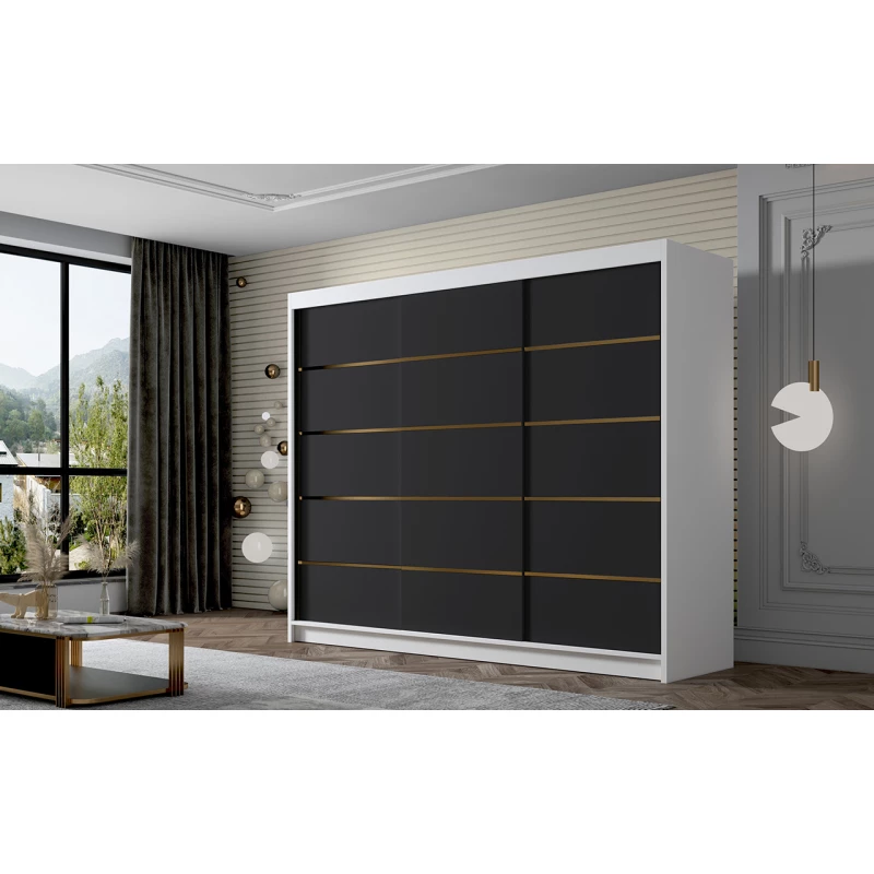 Kleiderschrank MILINA - 250 cm, weiß/schwarz
