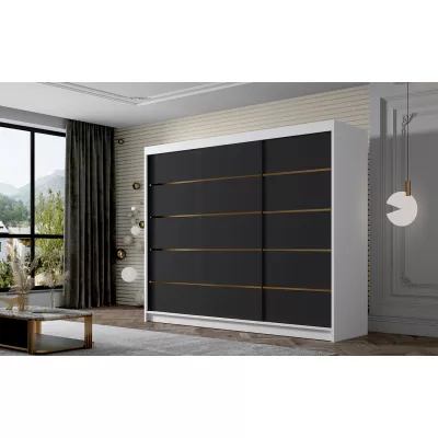 Kleiderschrank MILINA - 250 cm, weiß/schwarz