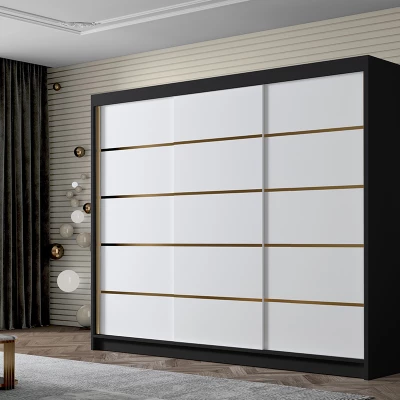 Kleiderschrank MILINA – 250 cm, schwarz/weiß