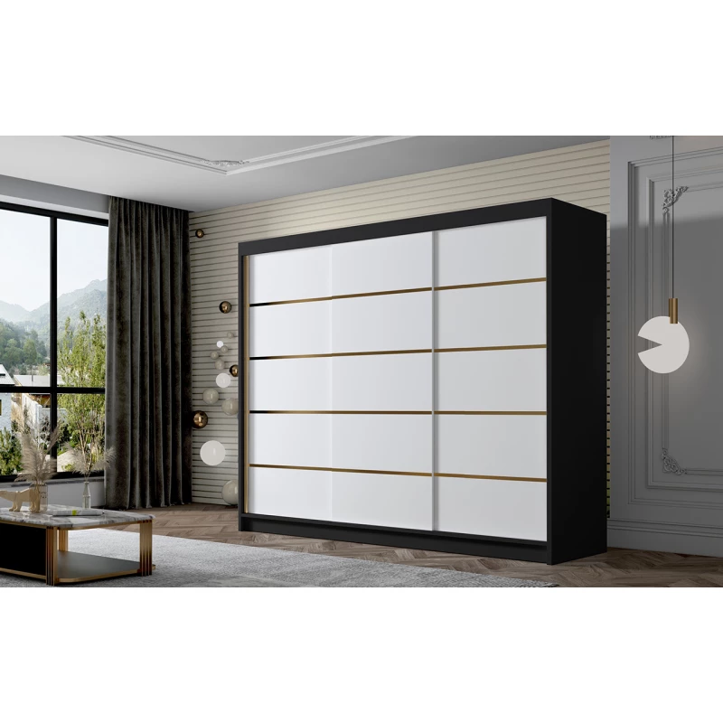 Kleiderschrank MILINA – 250 cm, schwarz/weiß