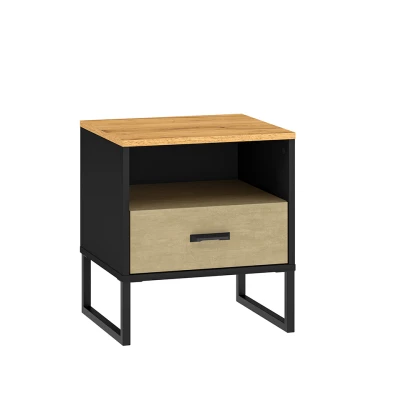 Nachttisch SABEL - schwarz / Craft Eiche gold