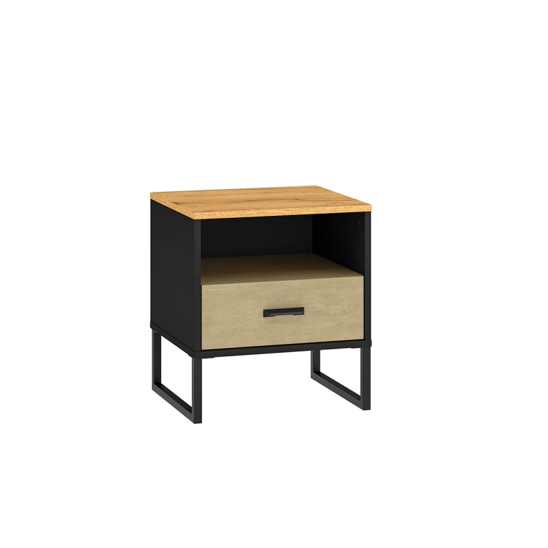 Nachttisch SABEL - schwarz / Craft Eiche gold
