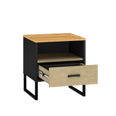 Nachttisch SABEL - schwarz / Craft Eiche gold