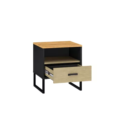 Nachttisch SABEL - schwarz / Craft Eiche gold