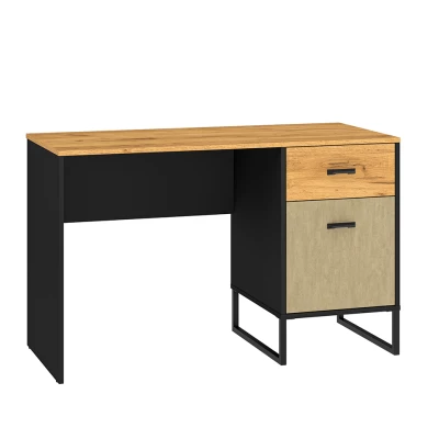 SABEL Schreibtisch - schwarz / Craft Eiche Gold