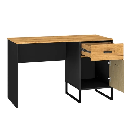 SABEL Schreibtisch - schwarz / Craft Eiche Gold
