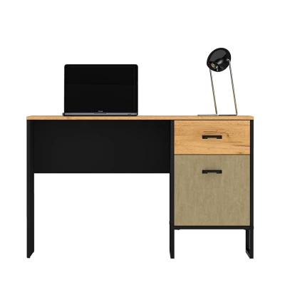 SABEL Schreibtisch - schwarz / Craft Eiche Gold