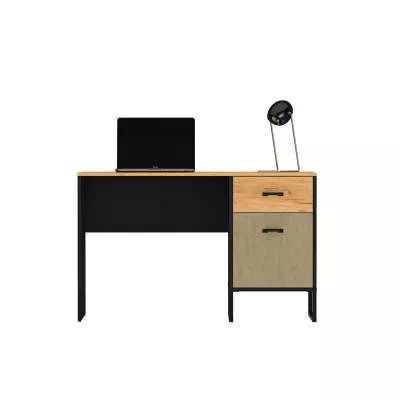 SABEL Schreibtisch - schwarz / Craft Eiche Gold