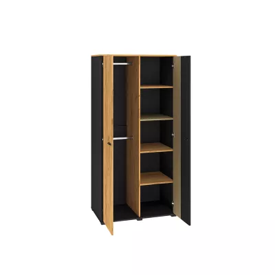 Zweitüriger Kleiderschrank 92 SABEL – Schwarz / Eiche Gold