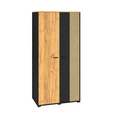Zweitüriger Kleiderschrank 92 SABEL – Schwarz / Eiche Gold