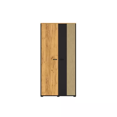 Zweitüriger Kleiderschrank 92 SABEL – Schwarz / Eiche Gold