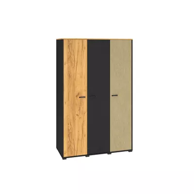 Dreitüriger Kleiderschrank 120 SABEL – Schwarz / Eiche Gold