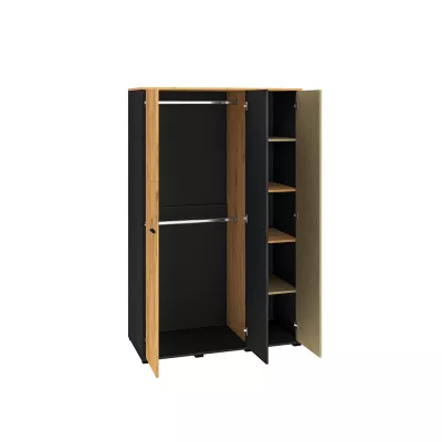 Dreitüriger Kleiderschrank 120 SABEL – Schwarz / Eiche Gold