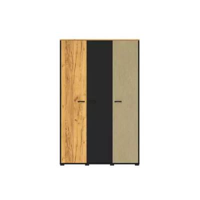 Dreitüriger Kleiderschrank 120 SABEL – Schwarz / Eiche Gold