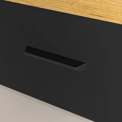 Einzelbett 90x200 SABEL mit Stauraum - Schwarz / Eiche Gold