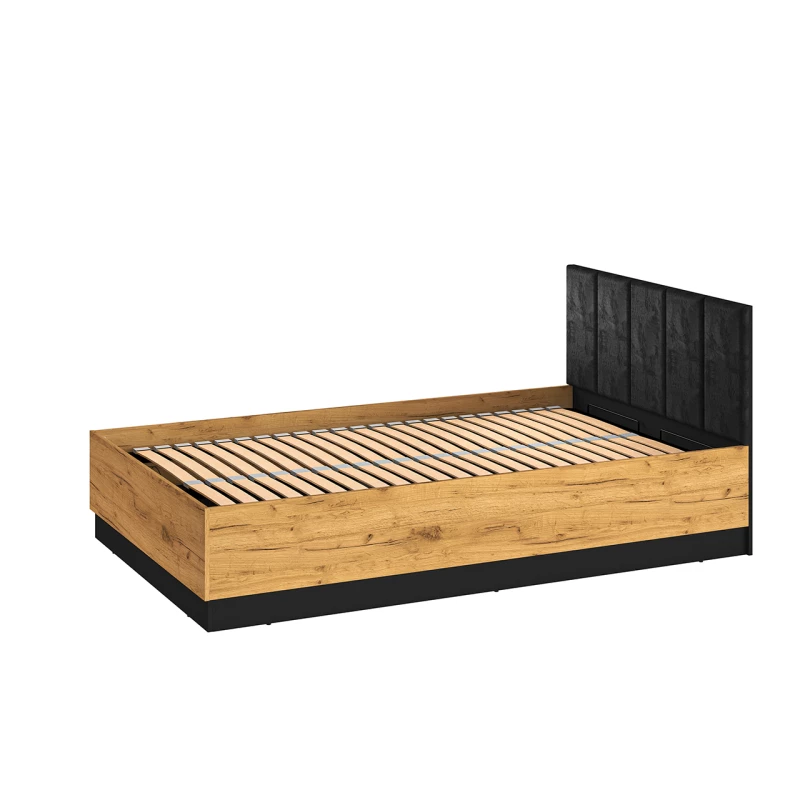 Einzelbett 120x200 SABEL mit Stauraum - Schwarz / Eiche Gold