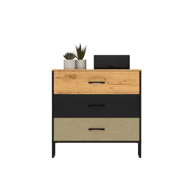 Kommode SABEL - schwarz / Eiche Gold