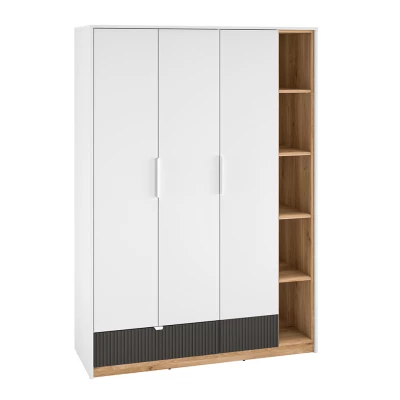 Kleiderschrank 138 ARANA - weiß / Castello-Eiche / Graphit