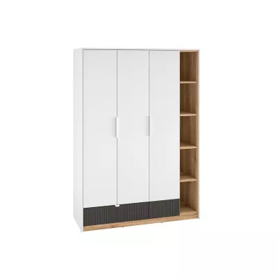 Kleiderschrank 138 ARANA - weiß / Castello-Eiche / Graphit