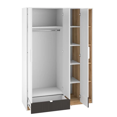 Kleiderschrank 138 ARANA - weiß / Castello-Eiche / Graphit