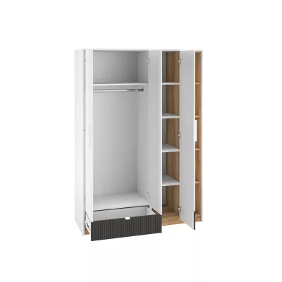 Kleiderschrank 138 ARANA - weiß / Castello-Eiche / Graphit