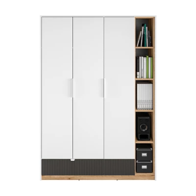 Kleiderschrank 138 ARANA - weiß / Castello-Eiche / Graphit