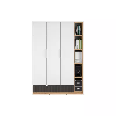 Kleiderschrank 138 ARANA - weiß / Castello-Eiche / Graphit