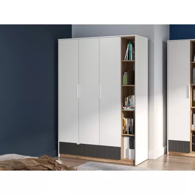 Kleiderschrank 138 ARANA - weiß / Castello-Eiche / Graphit