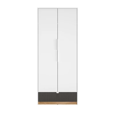 Zweitüriger Kleiderschrank 82 ARANA - weiß / Castello-Eiche / Graphit