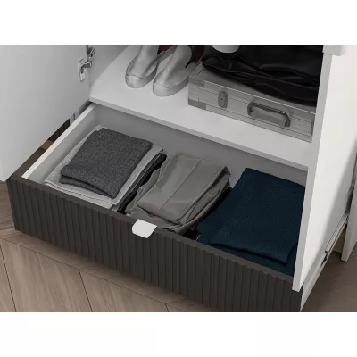 Zweitüriger Kleiderschrank 82 ARANA - weiß / Castello-Eiche / Graphit