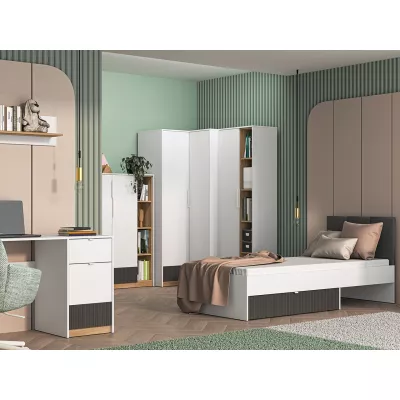 Zweitüriger Kleiderschrank 82 ARANA - weiß / Castello-Eiche / Graphit