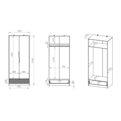 Zweitüriger Kleiderschrank 82 ARANA - weiß / Castello-Eiche / Graphit