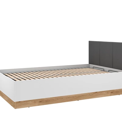 Einzelbett 120x200 ARANA mit Stauraum - weiß / Castello Eiche / Graphit