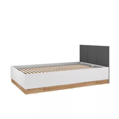 Einzelbett 120x200 ARANA mit Stauraum - weiß / Castello Eiche / Graphit