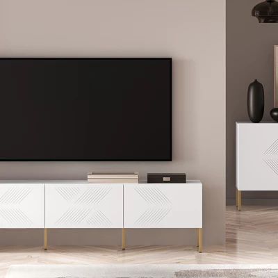TV-Ständer ADELE 2 - weiß / gold