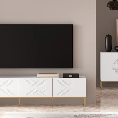 TV-Ständer ADELE 3 - weiß / gold