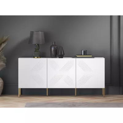 Dreitürige Kommode ADELE 2 - weiß / gold