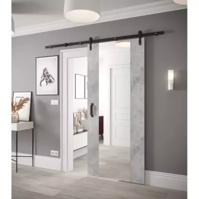 Schiebetür mit Beschlägen und Spiegel LEONTINA 2 – 90 cm, Beton
