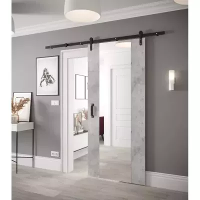 Schiebetür mit Beschlägen und Spiegel LEONTINA 2 – 90 cm, Beton
